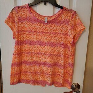 ExerTek - Pink & Orange Split Back top - Size Medium Petite